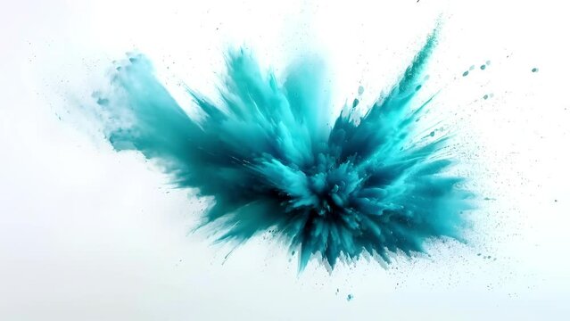 abstract powder splatted background,Seamless and infinity looping video animation white background of blue powder exploding/throwing blue