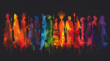  Colorful Silhouette of Historical Art - obrazy, fototapety, plakaty