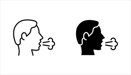 Cough line icon set, vector pictogram of flu or coronavirus symptom. vector illustration on white background