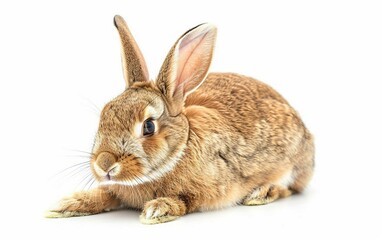 Fototapeta premium Grooming Beauty Brown and Tan Rabbit Isolated on White Background.
