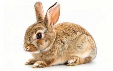 The Care Routine Brown and Tan Bunny Isolated on White Background.