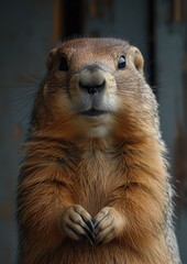A close up of a groundhog