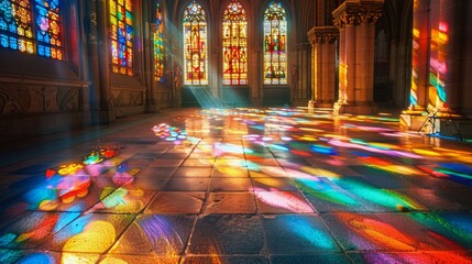 Room Filled With Many Stained Glass Windows