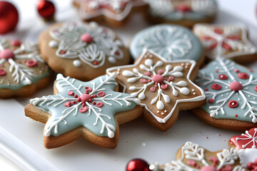 Obraz na płótnie Canvas Christmas gingerbread cookies, a festive and delicious holiday treat often used for decorations