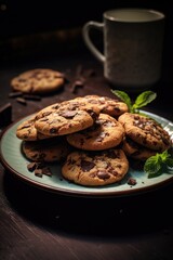 Irresistible peppermint chocolate chip cookies beautifully presented on a plate