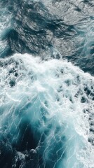 Sea waves crash in the wild open ocean captivating aerial view