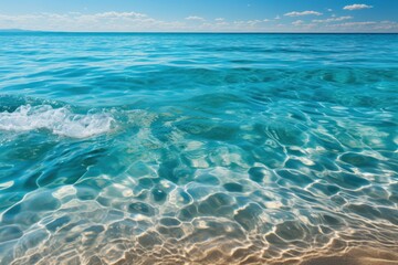 A body of water displaying a vivid blue hue