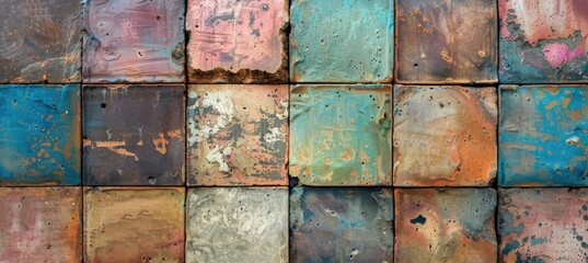 Colorful patina texture of the surface material of concrete blocks