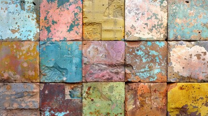 Colorful patina texture of the surface material of concrete blocks