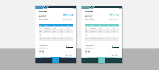 Clean modern corporate invoice template