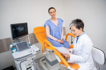 Patient Undergoing Diagnostic Examination in Clinic.