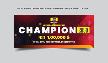 Sports Prize ceremony Champion winner cheque Board Design