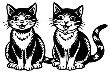 Two cat silhouette vector art