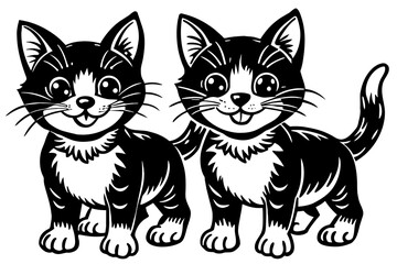 Two cat silhouette vector art