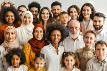 Large group of happy multiethnic and multi-generation people.