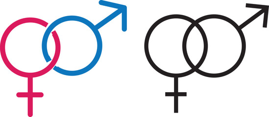 Unisex symbol icon collection. Male and female symbols. EPS 10 vector - obrazy, fototapety, plakaty