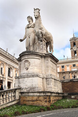 Fototapeta na wymiar Vintage sculpture at Capitol Square in Rome, Italy 