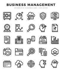 Business Management Lineal icons collection. 25 icon set. Vector illustration.