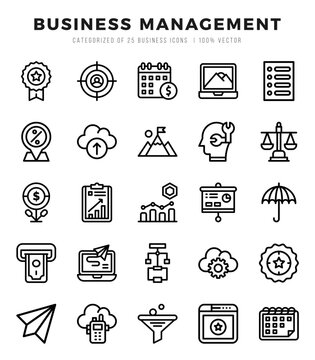 Business Management. Lineal icons Pack. vector illustration.