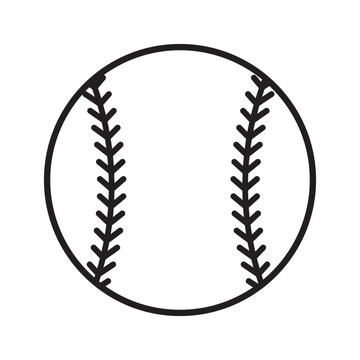 Baseball ball icon, silhouette isolated on white background. Baseball ball, softball, icon, Symbol, logo illustration. Vector illustration.