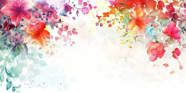 watercolor flowers background presentation design illustration white space colorful Generative AI