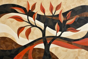 abstract organic brown wallpaper background illustration. curved warm earth tones in lines and waves flowing like tree or leaves as natural design connection concept. 