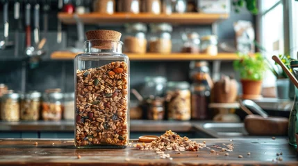 Schilderijen op glas A creative home project where upcycled food products are made, such as turning leftover grains into homemade granola bars, within a DIY kitchen setup © Татьяна Креминская