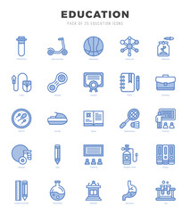 Simple Set of Education Related Vector Two Color Icons.