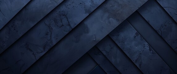 Abstract dark blue geometric background with diagonal stripes of textured metal and rough concrete...
