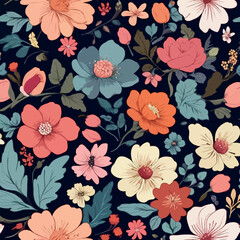 seamless pattern floral pattern textile vector tropical flower leaves monoprint animal Floral Pattern Background
