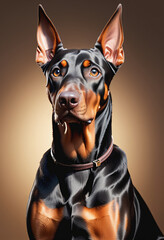 Half body doberman dog portrait
