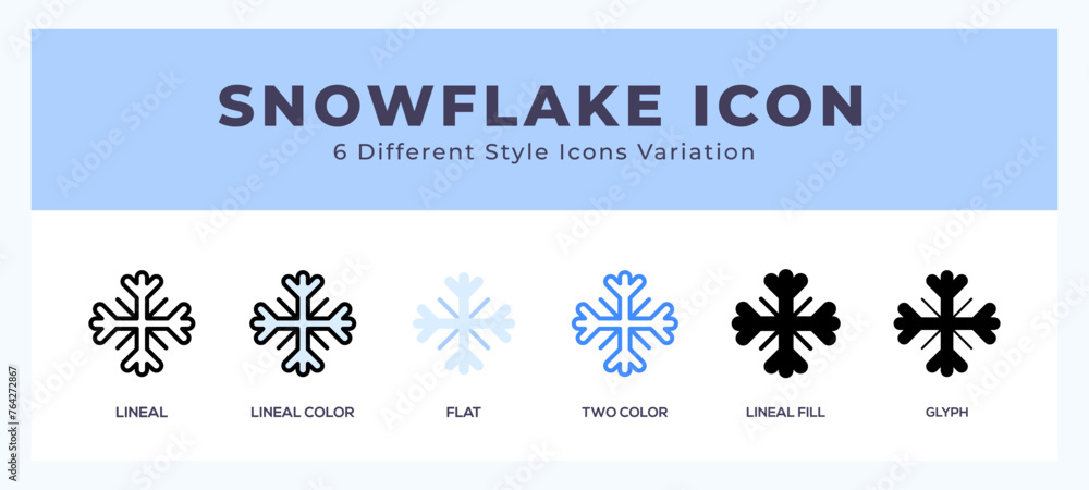 Poster snowflake icons set. different style of icons simple vector illustration.