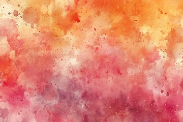 Fototapeta premium A depiction of a sky painted predominantly in red and yellow colors, capturing a serene landscape, Watercolor splashes creating an abstract background in warm tones, AI Generated