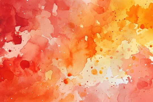 A vibrant watercolor painting featuring a blend of orange and yellow hues, Watercolor splashes creating an abstract background in warm tones, AI Generated