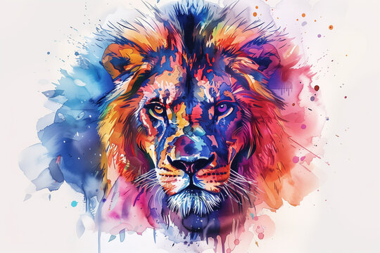 Watercolor Leo zodiac sign. Ai generated image