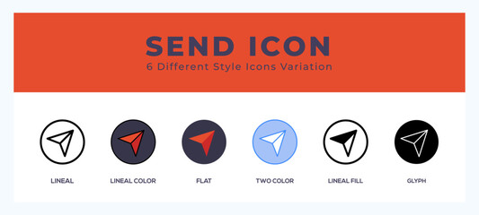 Send set of icons. Vector illustration with different styles.