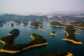 Zhejiang, China - May 27 2015: The thousand islands Lake panorama view