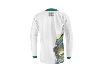 Fishing Shirt Mockup - Zipper Collar -  Back View - obrazy, fototapety, plakaty