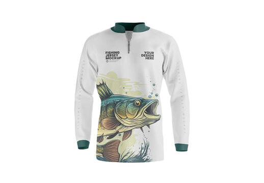 Fishing Shirt Mockup - Zipper Collar - Front View