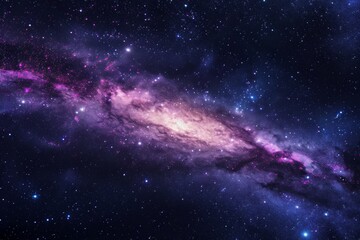 Naklejka na ściany i meble This image showcases a galaxy with stars in the background, providing a mesmerizing view of the celestial wonders, A captivating panorama of interstellar cloud galaxies, AI Generated