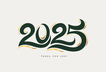 New Year 2025 typography logo design. Handwritten numbers made by hand. Trend Happy New Year 2025 logo design. 2025 logo design element vector icon with creative and modern concept.