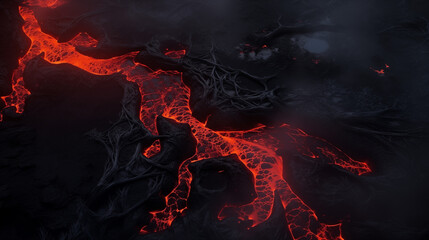 Volcanic Fury: Glowing Lava Veins in the Heart of Darkness