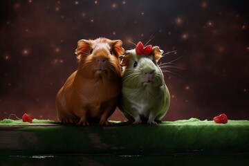 the guinea pigs look like they are sitting on Valentine's Day.