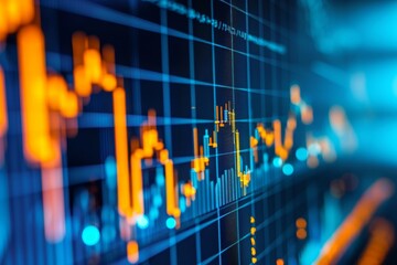 A detailed view of a stock chart hanging on a wall, displaying financial data and trends, A chart that displays the various factors influencing the stock market, AI Generated
