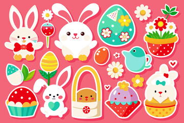 easter stickers vector illustration