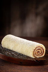Swiss roll cake filled with guava paste.