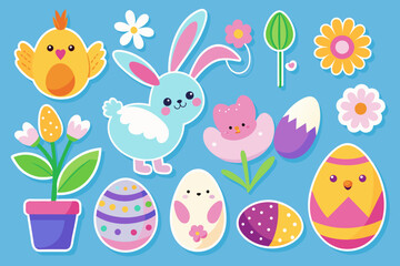 easter stickers for kids vector illustration