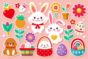 easter stickers vector illustration