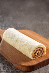 Swiss roll cake filled with guava paste.