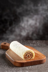 Swiss roll cake filled with guava paste.